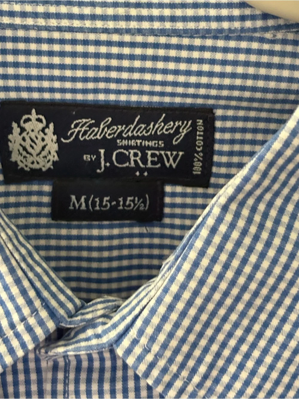 J. Crew Haberdashery 80s 2 ply Blue check button down size M (15-15.5) Nice!